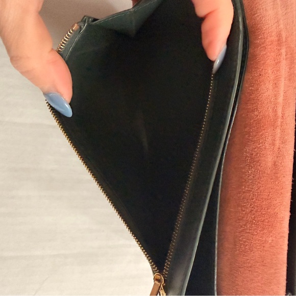 Celine Large Multifunction Leather Wallet in Rich Pink With Green Strap - Picture 7 of 10